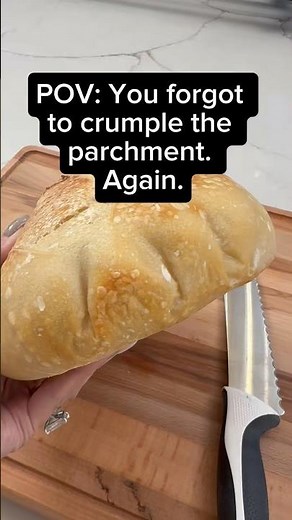 Crumple your parchment paper before placing your dough on it…no more weird creases. 👍🏼