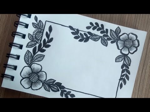 Easy and Simple Border Design for Project | Easy corner Flower Drawing Tutorial For Beginners Simple