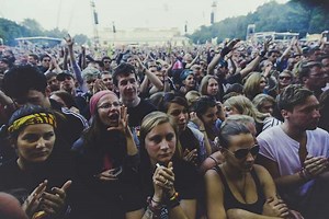 Crowd of people at an outdoor concert Rare Gallery wallpaper