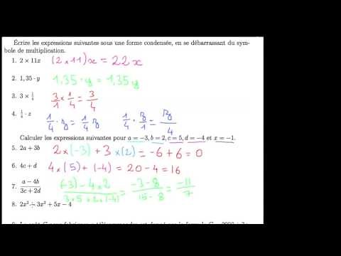 Exemple de calcul sur des expressions algébriques