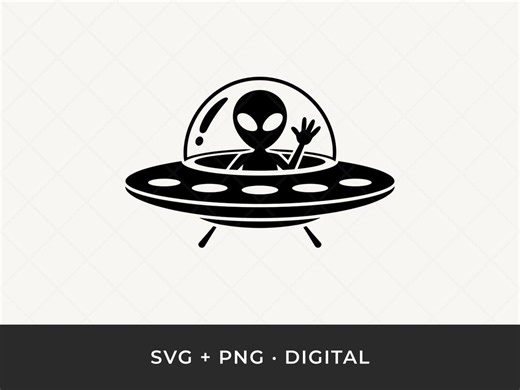 Alien UFO SVG: Space Alien Silhouette Cut File for Cricut - Etsy