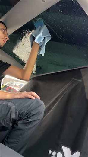 Clean Tint installation on moon roof for Model 3 Plaid