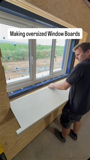North Devon Carpentry & Construction on Instagram: "Making Oversized Window Boards 👌 Usually we would buy window boards in, but 450mm deep window boards aren’t available So we made our own with 18mm moisture resistant MDF since it’s easily available at the local merchants I cut a 150mm strip for the front to double up the Thickness And used off cuts glued to the back as packers Once glued and dry, we bullnosed the edges then the window board can be cut in like normal with the horns returning ar