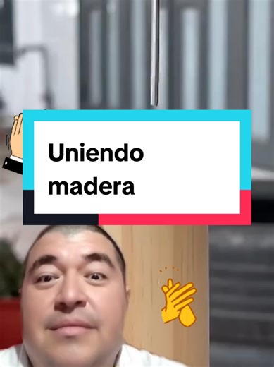 Uniendo dos pedazos de madera con pegamento y taquete