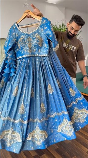 Royal blue color Jacquard Fabric With Bids Designer Lehenga choli