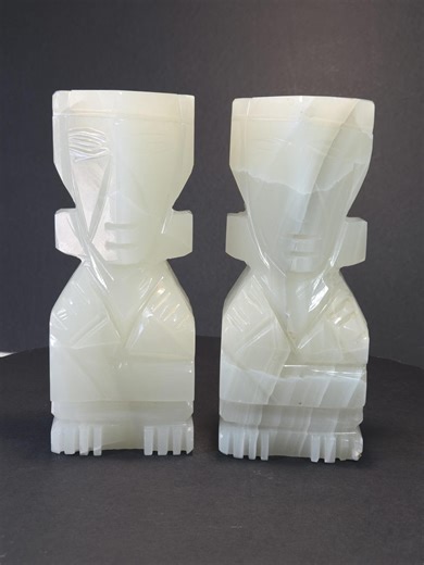 1990's Solid White Onyx Aztec Mayan Tiki Totem Deity Figure Bookend Pair 8" Tall - Etsy UK