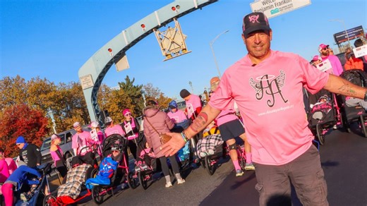 Runners crossed the Ben Franklin Bridge to support people with disabilities