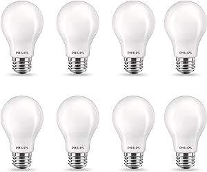 Philips LED Flicker-Free A19 Light Bulb, EyeComfort Technology, Dimmable Warm Glow Effect, 450 Lumen, 2700-2200K, 5W=40W, E26 Base, Title 20 Certified, 8-Pack - Amazon.com