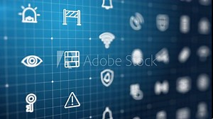 4K Abstract 3d animation. Security, protection, monitoring background. Swipe in cyberspace grid. Futuristic interface, interaction system concept. Cctv, guard, safety control line icon. Seamless loop. Stock Video