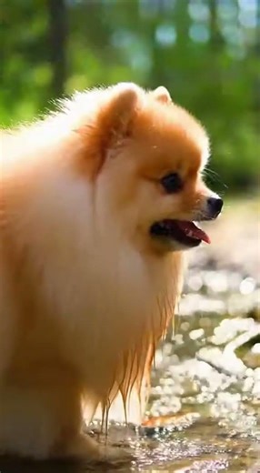 Fluffy Pomeranian's Magical Forest Adventure! 🐾✨ #Pomeranian #CuteDog #Nature #Adventure