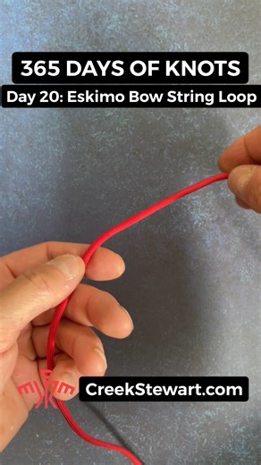 4.8K views · 132 reactions | DAY 20: Eskimo Bowstring Loop - Another method of creating a fixed loop at the end of a rope. The overhand knot forms a slip knot that is then locked into place by a half hitch (covered later). One slight advantage of this knot over the Bowline is that this one is quickly adjustable by undoing the half hitch and then slipping the loop larger or smaller | Creek Stewart | Facebook