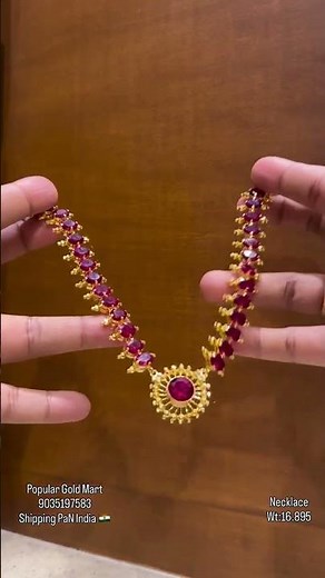 red ruby stone necklace designs and jewellery collections start from only 16 grams