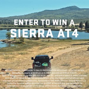 Shake the cabin fever and Work From Anywhere. Enter for a chance to win a new GMC Sierra AT4 and enjoy what the off-road has to offer. https://s.gmc.com/pjhr26 No purchase necessary. Ends 7/22/21. | GMC