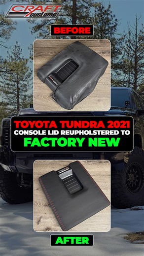 This 2021 Toyota Tundra console lid came in completely worn out. Instead of replacing it, we custom rebuilt it — and turned it into a standout interior feature. 🔥 Premium Porsche-grade leather 🔥 Custom grain to match factory texture 🔥 Bold red double French stitching for contrast Now it looks, feels, and performs like a luxury upgrade — not a replacement. 👉 Most people don’t know this… We customize MORE than steering wheels: ✔️ Console lids ✔️ Gear shifters & boots ✔️ E-brakes & armrests ✔️ 