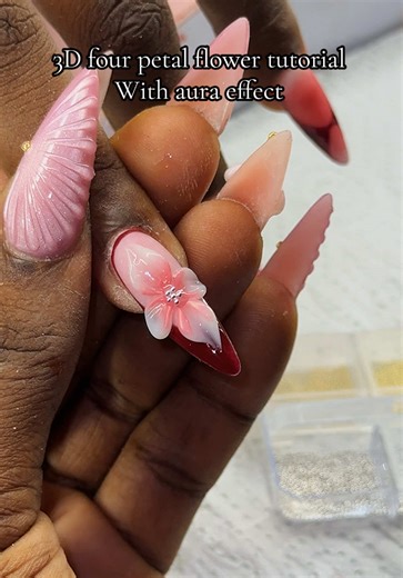 3D Flower Nail Art Tutorial with Aura Effect