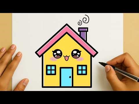 How To Draw a Cute House Step by Step / Easy drawing / Easy Kawaii Drawing for Kids