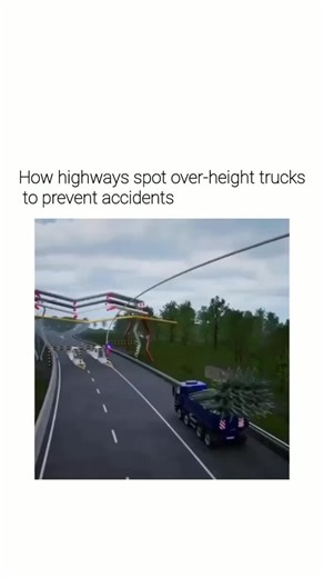 WORLD HUB on Instagram: "The post showcases a simulated video of an over-height vehicle detection system on highways, where laser or infrared sensors trigger red lights, alarms, and warning signs to halt tall lorries before low-clearance bridges, averting potential strikes. Deployed globally since the 1990s, these systems use ultrasonic or beam-based tech and prove 50-80% effective per US transport studies, reducing incidents that cause over 20,000 annual bridge hits worldwide. With a market val