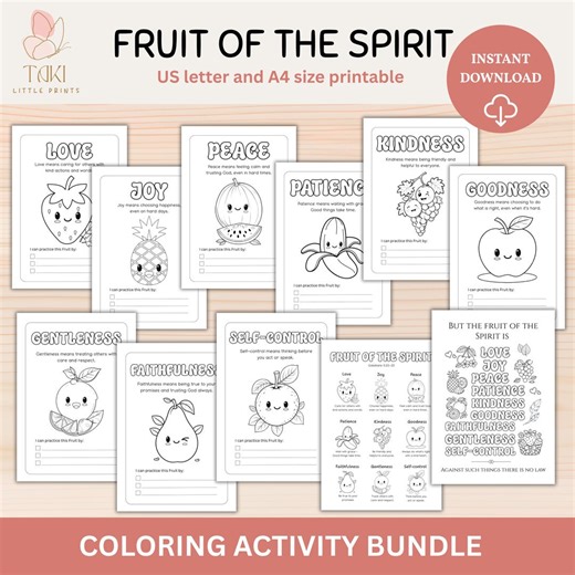 Fruit of the Spirit Craft Fruit of the Spirit Kids Art Printable Fruits of the Spirit Coloring Sunday School Class Christian Kids Activities - Etsy