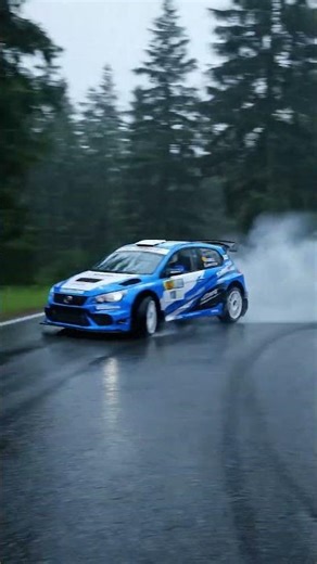 Rally Car Drifts Wet Mountain Road at Dawn! #Rally #Drift