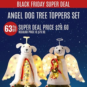 Meet the newest angel in your Christmas Tree topper collection! iHeartDogs is delighted to introduce our ‘ A ‘Christmas Miracle’ Angel Dog Tree Topper- Lighted Snowflake Garland , Halo & Wings for the 2025 holiday season. When the Angel’s halo & wing lights are turned on they provide warm and golden glow. The snowflake garland also adds an extra illuminated light to this collectable Christmas Angel. This heavenly pup will gaze down upon you from the top of your tree, smiling her sweet smile and 