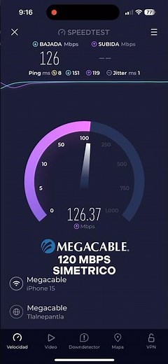 Megacable 120 Megas Simetrico | Speedtest