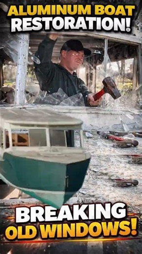 Smashing Windows on My Aluminum Boat Restoration #boatrestoration #boat #classicboat