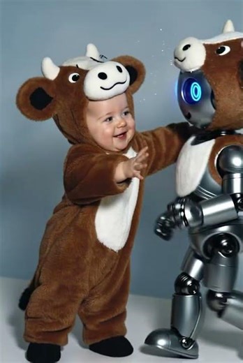 Cute Robot Meets Human Twin! Hilarious Hug Moment | #ViralShorts #TrendingShorts #Shorts2026