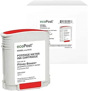 Ecopost Remanufactured Postage Meter Ink Cartridge Replacement for Pitney Bowes 787-0 | Red