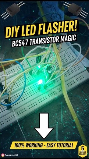 How to make LED Flasher using BC547 Transistor | Simple LED Blinking Circuit