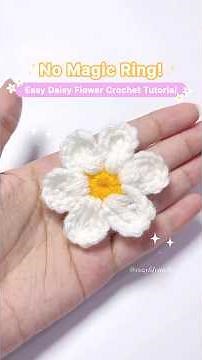 EASY crochet daisy flower🌼 no magic ring tutorial! #crochet #crochetflower #crochetforbeginners
