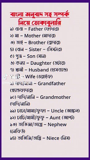 Bangla to English Vocabulary with Translation - Learn English Online