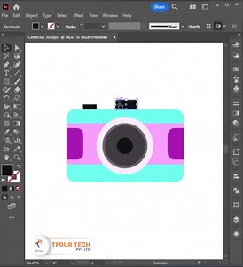 How to create 3D Camera 📸 Steps below 👇 1. Make a pink rectangle and curve the corners. 2. Make two rounded rectangles of dark pink and use shape builder to cut extra part. 3. Make two rectangle one on top and other on bottom and use shape builder to cut extra parts. 4. Make a circle in centre and use offset part and make camera lens . 5. Make rectangle in top side for camera click option. 6. Now make a view for clicking pictures in centre part using rectangle tool. 7. Group them and use infla
