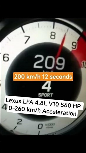 Lexus LFA 4.8L V10 560 HP 0-260 km/h Acceleration. #acceleration #cars #lexus #lexuslfa #v10