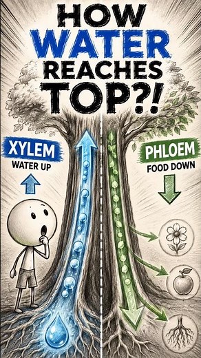 How Water Reaches the Top of a Tree? 🌳 | Xylem vs Phloem Explained | Biology #shorts #biology #ai