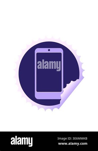 stretching up animation of cell phone graphic vector illustration round sticker stamp Stock Video Footage - Alamy