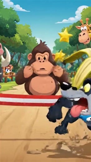 A funny fox vs wolf race in the forest. But the fox secretly cheats! 😂#shorts #funny #animation #