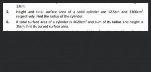 13 cm.5. Height and total surface area of a solid cylinder are... | Filo