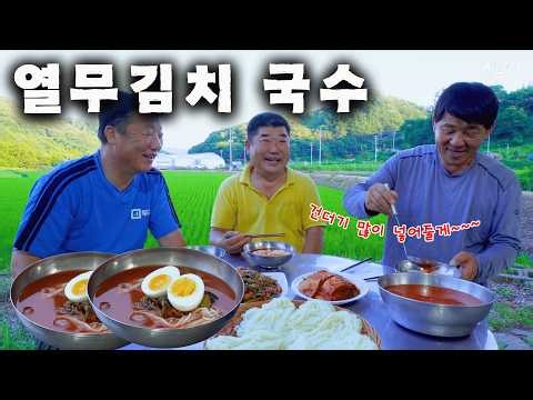 [Country-style Mukbang] Refreshing ice-cold Yeolmu-guksu with a killer broth for summer~ Eating S...
