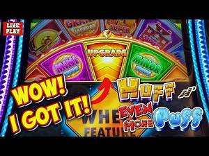 First Time Playing HUFF n' Even More Puff Slot - LIVE Multi-Bonus Session & Upgrade Wheel Feature!