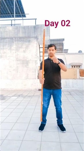 🔥Bo staff Day 02/30|Bo Staff – Behind the Back Spin| lathi for beginners| #shorts #shortsfeed #lathi