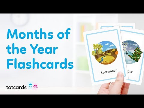 Months of the year flashcards - Learn months of the year for kids flash cards - Totcards (4K)