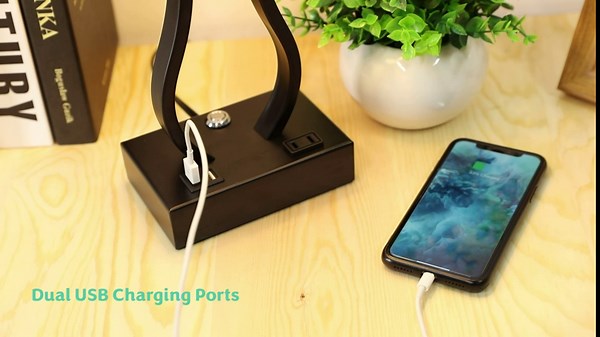 Touch Control Table Lamps Set of 2, 3-Way Dimmable Bedside Nightstand Lamps with Dual USB Ports and 2-Prong AC Outlet for Bedroom Living Room Dorm Office, Bulbs Included