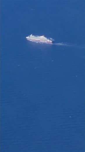 Cruise #Ship on #sea visible from Airplane (#vikingline)