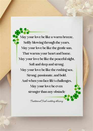 Celtic Love Poem Print: Irish Wedding Blessing With Shamrock Design - Digital Download Wall Art - Etsy