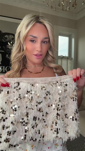 Sequin Mini Skirt for Holiday: Black, Cream & Red