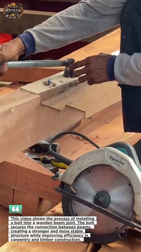 Installing a Bolt on a Wooden Beam Joint | Strong Timber Connection