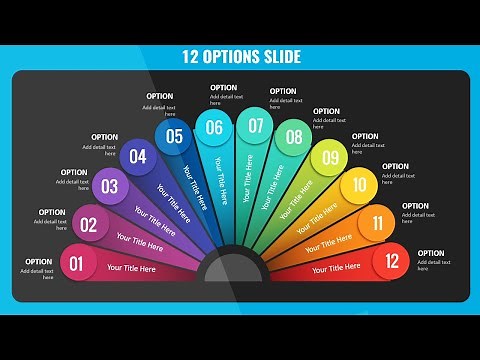 Colorful 12 Options Slide in PowerPoint. Tutorial No.876