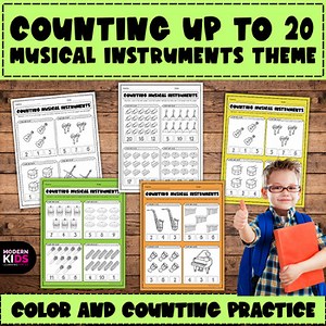 Counting with Musical Instruments Up to 20- Visual Math Stations