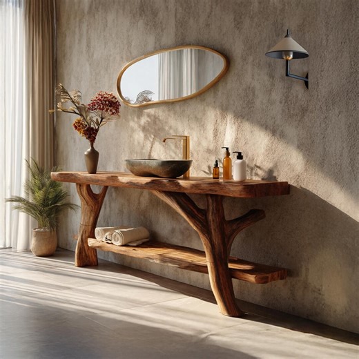 Rustic Wood Vanity Cabinet Handmade Live Edge Bathroom Vanity Solid Wood Bathroom Storage Farmhouse Bathroom Decor - Etsy