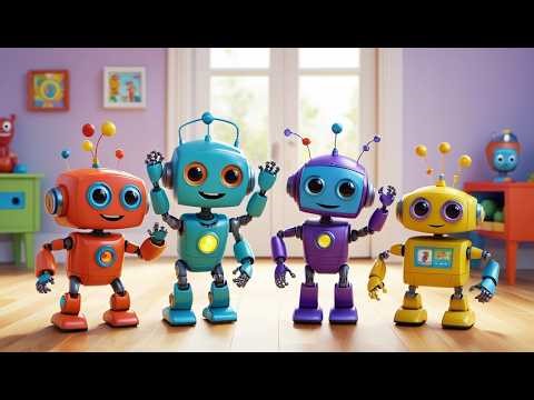 Six Little Toy Robots Dance Dance Dance | Robot Song for Kids & Learning Colors
